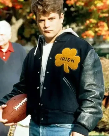 Notre Dame Rudy Irish Black Varsity Bomber Jacket - Image 2