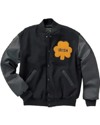 Notre Dame Rudy Irish Black Varsity Bomber Jacket - Image 4