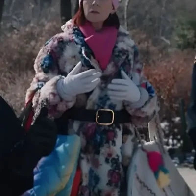 Elsbeth S02 Carrie Preston Multicolor Floral Teddy Coat