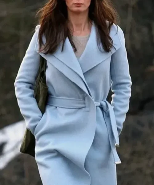 Emily Blunt The Girl on the Train Baby Blue Coat