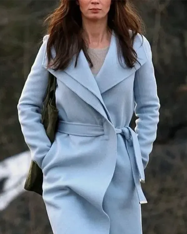 Emily Blunt The Girl on the Train Baby Blue Coat
