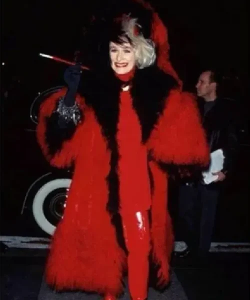 Emma Stone 101 Dalmatians Cruella Devil Fur Red Coat