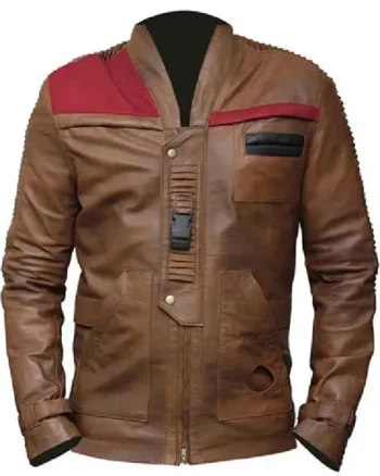 Finn The Force Awakens Star Wars John Boyega Brown Leather Jacket