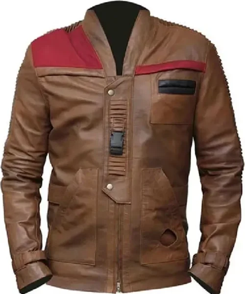 Finn The Force Awakens Star Wars John Boyega Brown Leather Jacket