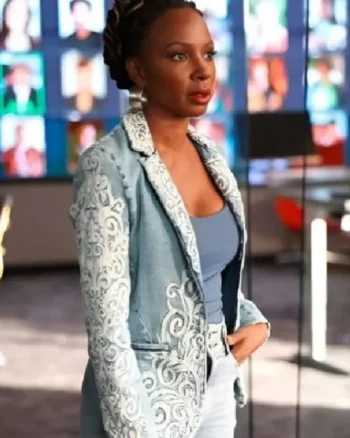 Found S2 Shanola Hampton Embroidered Denim Blazer