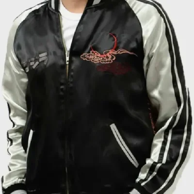 Godzilla King Of Monsters Satin Black Bomber Jacket