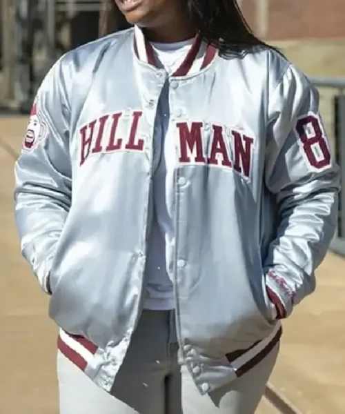 Hillman College Gray Satin Varsity Jacket