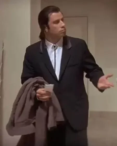 John Travolta 1994 Pulp Fiction Black Tuxedo Suit