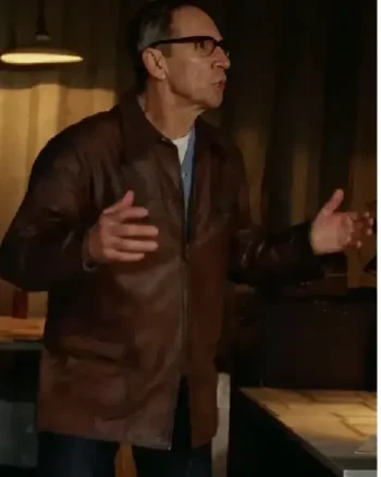 Jonathan Hyde The Brutalist Brown Leather Jacket