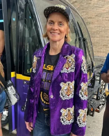 Kim Mulkey Purple Sequin Blazer