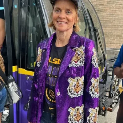 Kim Mulkey Purple Sequin Blazer