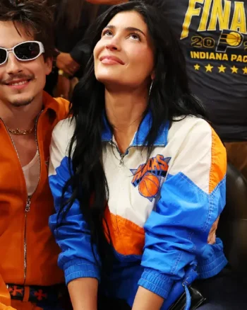 Kylie Jenner New York Knicks Blue Satin Jacket