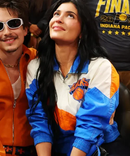 Kylie Jenner New York Knicks Blue Satin Jacket