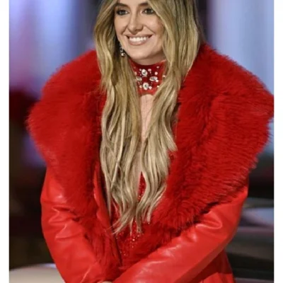 Lainey Wilson Red Faux Fur Coat