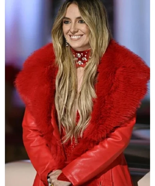 Lainey Wilson Red Faux Fur Coat