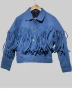Landman Michelle Randolph Denim Fringe Jacket