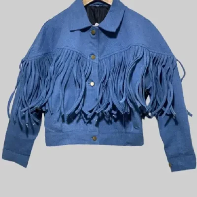 Landman Michelle Randolph Denim Fringe Jacket