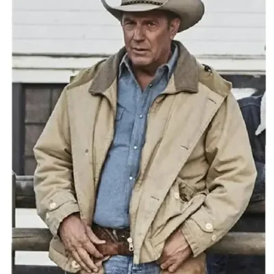 Men John Dutton Yellowstone Western Beige Cotton Jacket