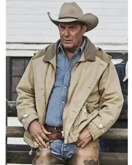 Men John Dutton Yellowstone Western Beige Cotton Jacket