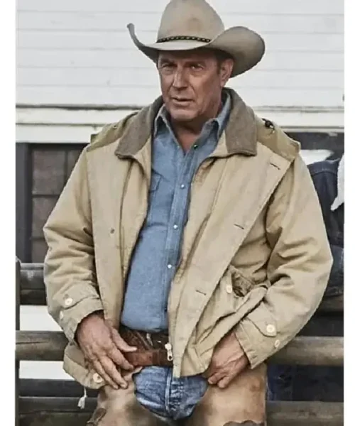 Men John Dutton Yellowstone Western Beige Cotton Jacket