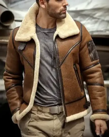 Mens B3 Aviator Fur Leather Brown Jacket