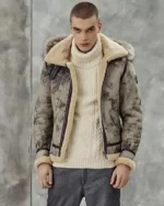 Mens Distressed Shearling Leather Jacket With Fur Hooded (1)