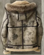 Mens Distressed Shearling Leather Jacket With Fur Hooded for sale