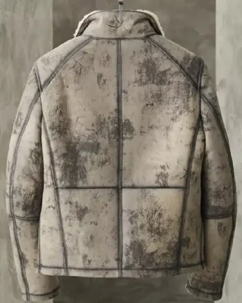 Mens Distressed Shearling Leather Jacket back
