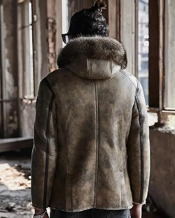 Mens Shearling Parka Leather Tan Beige Jackets sale