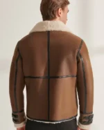 Mens Sheepskin Aviator Fur Leather Brown Jacket sale