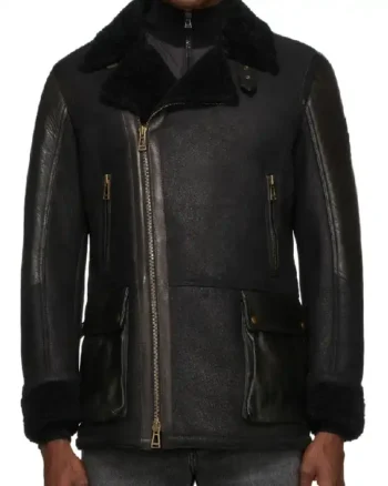 Mens Sheepskin Leather Black Jacket