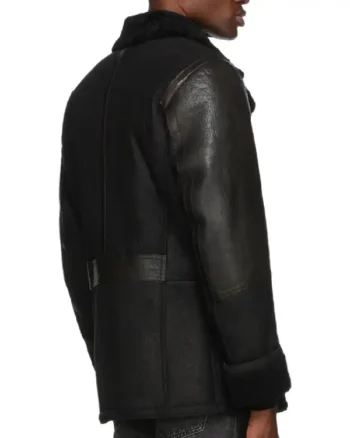 Mens Sheepskin Leather Black Jacket back
