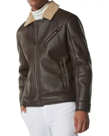 Mens Sheepskin Leather Dark Brown Jacket
