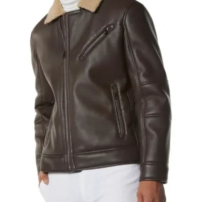 Mens Sheepskin Leather Dark Brown Jacket