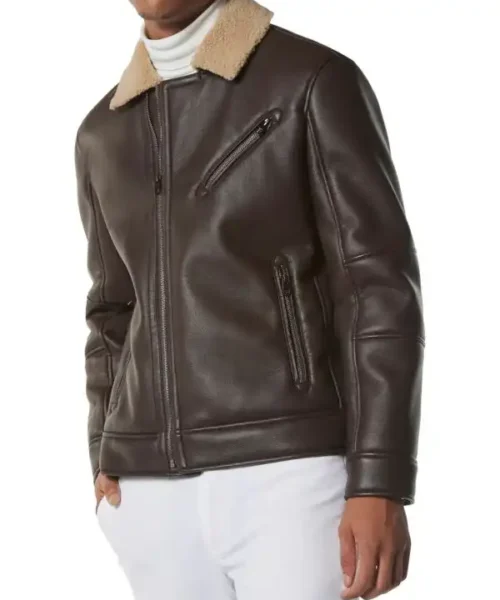 Mens Sheepskin Leather Dark Brown Jacket