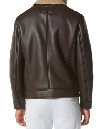 Mens Sheepskin Leather Dark Brown Jacket back