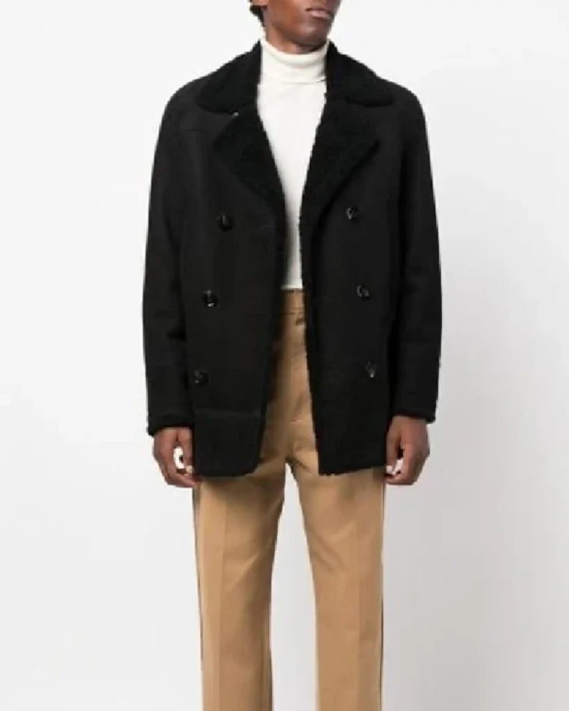 Mens Suede Leather Sheepskin Black Blazer