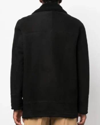 Mens Suede Leather Sheepskin Black Blazer back