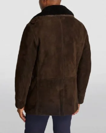 Mens Suede Leather Sheepskin Brown Blazer back