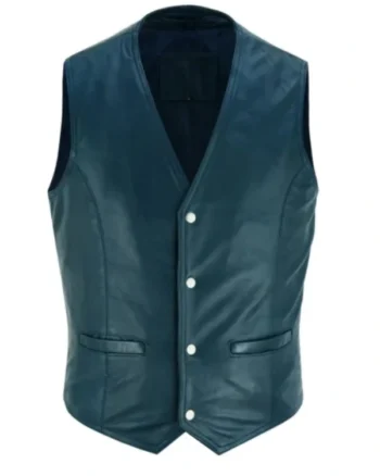 Men’s Vintage Classic Blue Leather Vest