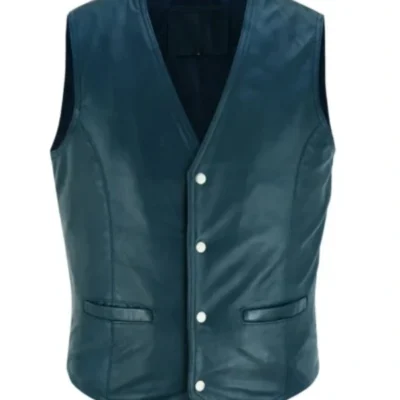 Men’s Vintage Classic Blue Leather Vest