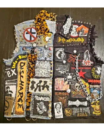 Metal Blue And Black Punk Battle Jacket