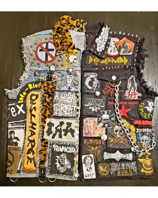 Metal Blue And Black Punk Battle Jackets