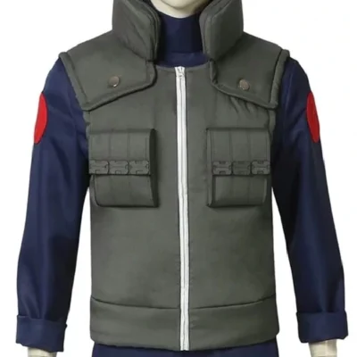 Naruto Kakashi Hatake Cotton Flak Green Zip Up Vest