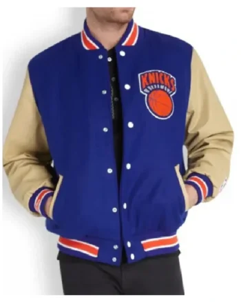 New York Knicks Blue Letterman Jacket Men’s