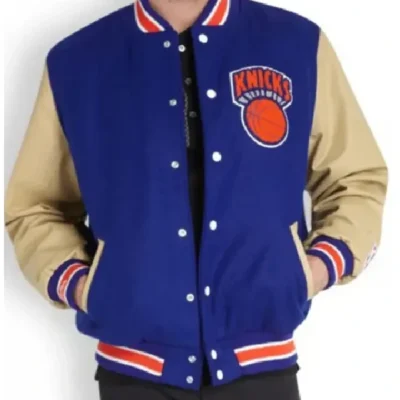 New York Knicks Blue Letterman Jacket Men’s