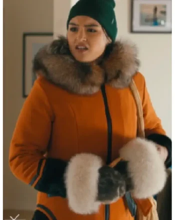 North of North 2025 Anna Lambe Fur Collar Orange Coat