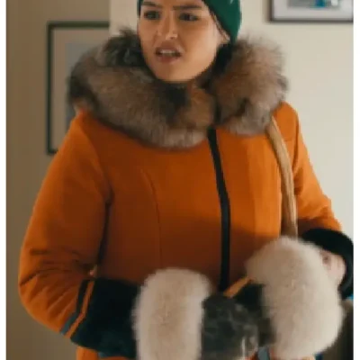 North of North 2025 Anna Lambe Fur Collar Orange Coat