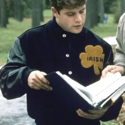 Notre Dame Rudy Irish Black Varsity Bomber Jacket