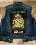 Old 80s Blue Denim Battle Vest backject
